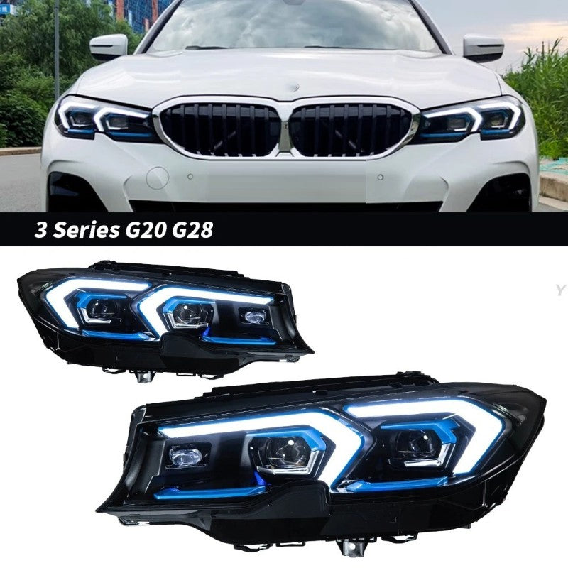 Car Craft Compatible With Bmw 3 Series G20 G28 2019-2022 Car Front Upgraded Head Light Lamp Xenon Headlight Retrofit Upgrade Modified Led Drl Hid Light Lci Laser Style - CAR CRAFT INDIA