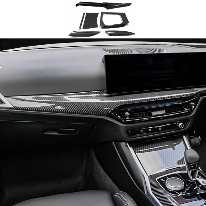 Car Craft Compatible With Bmw 2 3 4 Series G42 G20 G22 G23 G26 M2 G87 M2 M3 G80 G81 M4 G82 G83 2024-2025+ Car Central Dashboard Interior Cup Holder Armrest Trim Cover Real Carbon Fiber 6 in 1