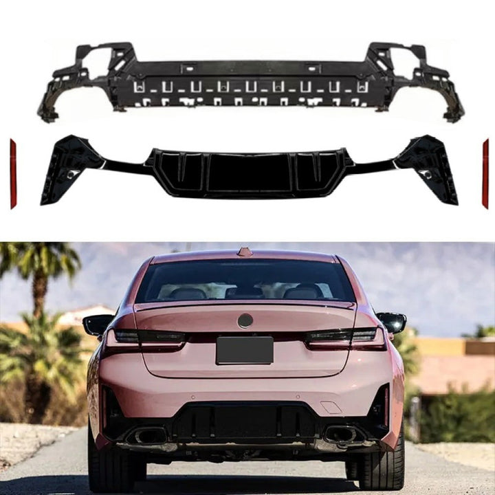 Car Craft Compatible With Bmw 3 Series G20 LCI 2023+ Upgrade Facelift Convert To M Performance M Sport M Tech M-tech Bodykit Rear After Bumper Lip Splitter Skirt Diffuser Gc G20-039 Cf Carbon Fiber Look