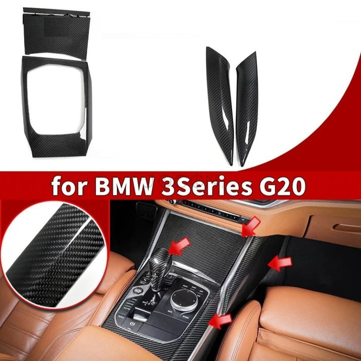 Car Craft Compatible With Bmw 2 3 4 Series G42 G20 G22 G23 G26 M2 G87 M2 M3 G80 G81 M4 G82 G83 2019-2025+ Car Central Dashboard Interior Cup Holder Armrest Trim Cover Real Carbon Fiber 5 in 1