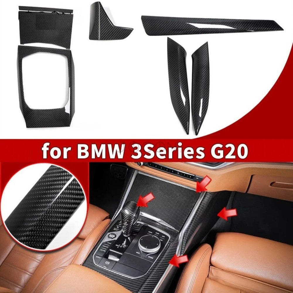Car Craft Compatible With Bmw 3 Series G20 2019-2023 4 Sereis G22 G23 G26 2020 2021 Car Central Dashboard Interior Cup Holder Armrest Trim Cover Real Carbon Fiber 7 in 1