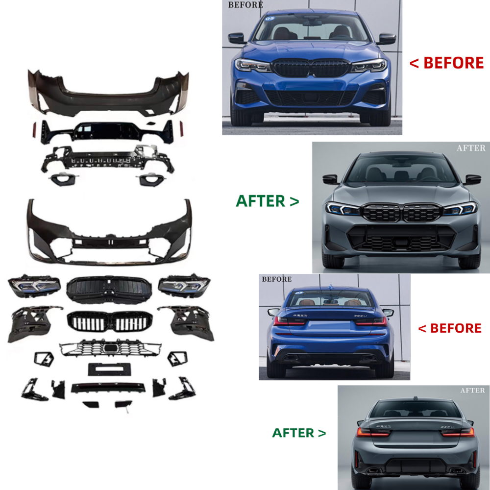 Car Craft Compatible With Bmw 3 Series G20 2018-2022 To G20 Lci 2023+ Mt M Tech Upgrade Facelift Conversion Bodykit Bumper Hood Trunk Headlight Taillight CC-6342