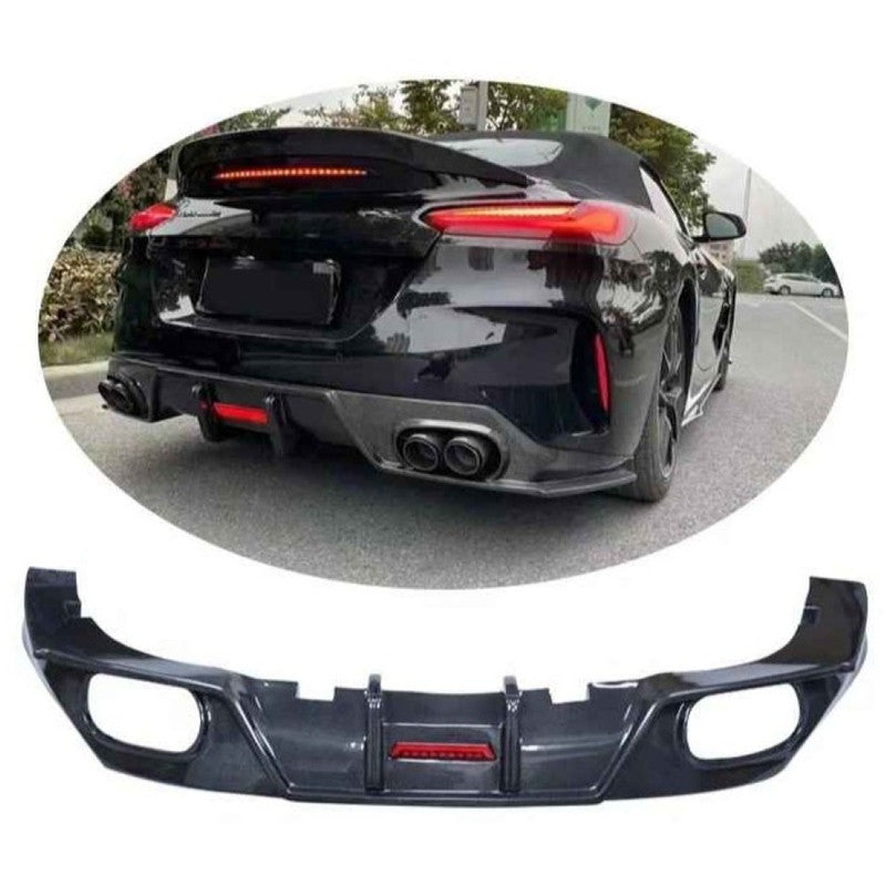 Car Craft Compatible With Bmw Z4 G29 2019-2025 Rear After Bumper Lip Splitter Skirts Trim Canard Diffuser With Light Real Carbon Fiber - CAR CRAFT INDIA