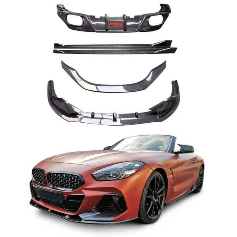 Car Craft Compatible With Bmw Z4 G29 2019-2025 Front Rear After Bumper Lip Splitter Skirts Trim Canard Diffuser Side Skirts Real Carbon Fiber Set - CAR CRAFT INDIA
