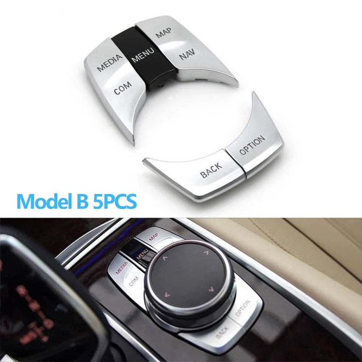 Car Craft Compatible With Bmw 5 Series G30 2017-2022 6 Series Gt G32 2017-2024 7 Series G11 G12 2016-2022 X3 X4 G01 G02 2016-2021 Central Console Cic Idrive Multimedia Control Button Cover Trim 65829117992-q5 Model B Silver Chrome - CAR CRAFT INDIA
