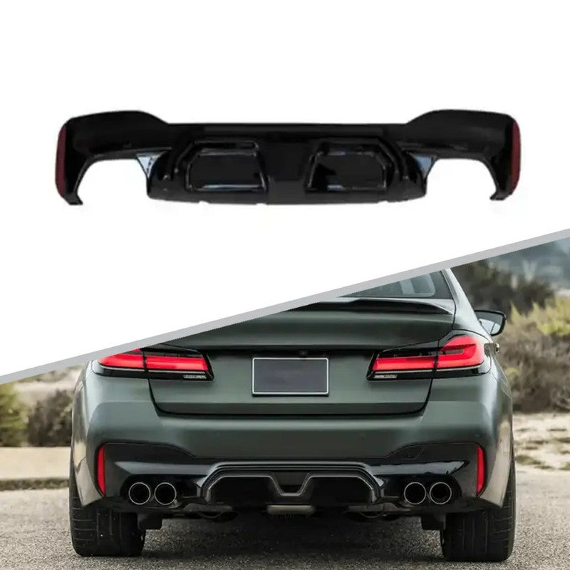 Car Craft Compatible With Bmw 5 Series G30 G38 F90 2018-2023 M Sport M5 Rear Bumper Lip Diffuser Skirt F1 M5 Style G30/38-042/043 Gloss Black