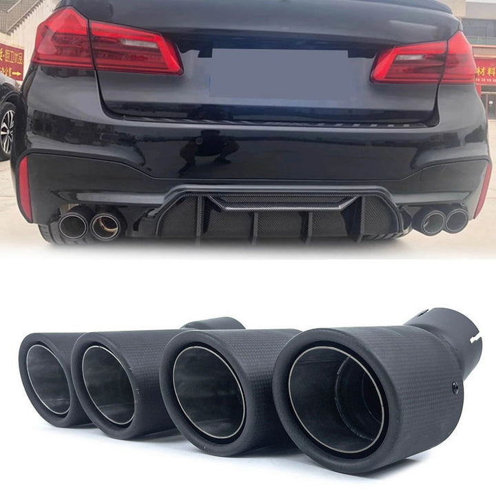 Car Craft Compatible With Bmw 5 Series G30 G38 F90 2019-2024 Exhaust Tips Tail Pipe Muffler With Clamp Akrapovic Carbon Fiber Look