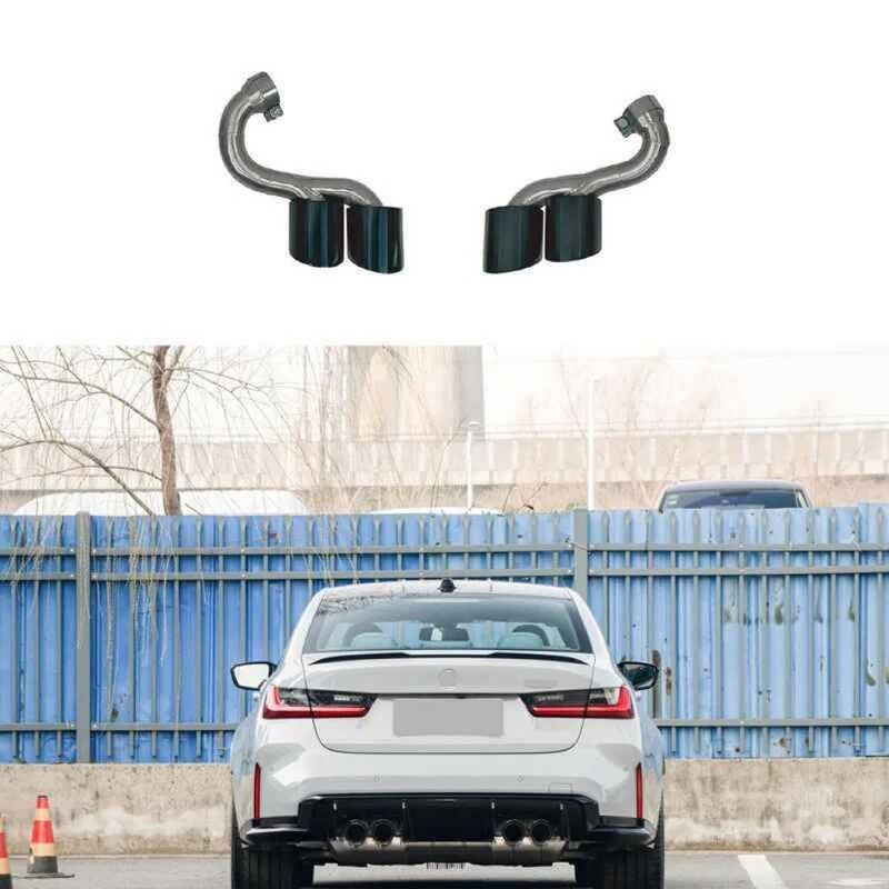 Car Craft Compatible With Bmw 3 Series G20 2019-2023 Exhaust Tips Tail Pipe Midpipe Muffler With Clamp Black