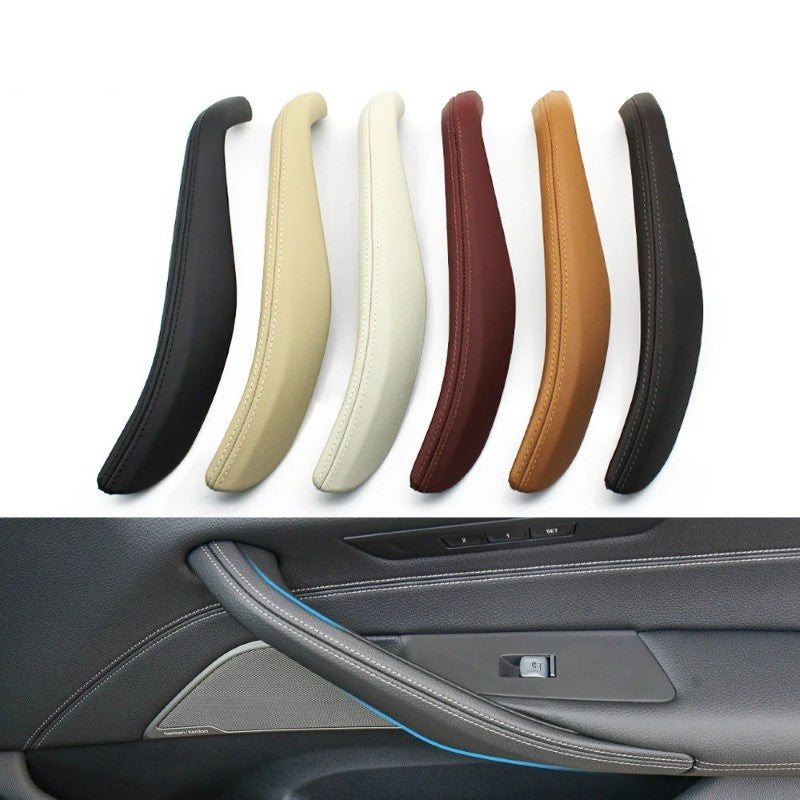Car Craft Compatible With Bmw 5 Series G30 F90 2018-2024 Interior Door Pull Handle Leather Outer Cover 51419212635l Moka Left - CAR CRAFT INDIA