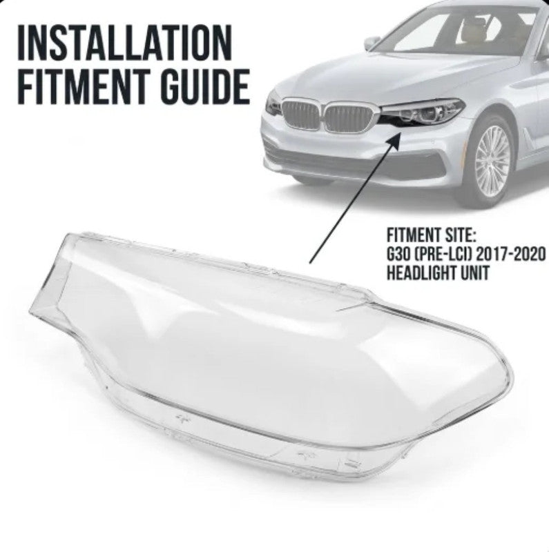 Car Craft Compatible With Bmw 5 Series G30 G38 2017-2020 Headlights Headlamp Glass Lens Cover Dust Shell Transparent Plastic Shell Headlamp Replace Left Ddz-g30-17l