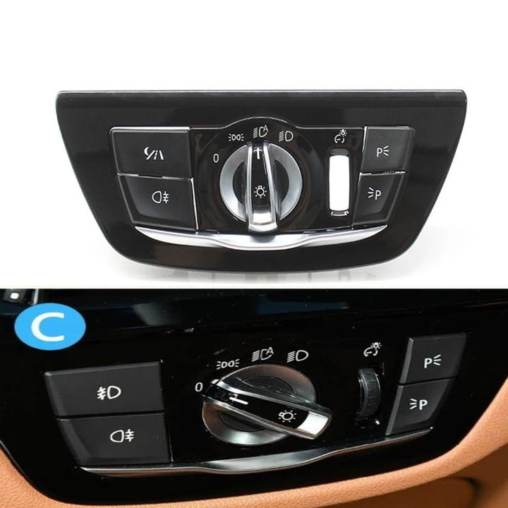 Car Craft Compatible With Bmw 5 Series G30 6 Series Gt G32 2017-2023 Car Headlamp Headlight Rotary Switch Knob Cover Fog Lamp Light Parking Night Vision Button Cover Switch C61319472970-q4 Model C