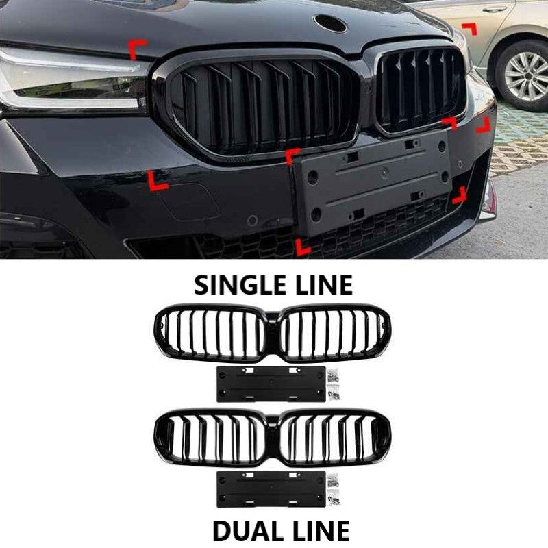 Car Craft Compatible With Bmw 5 Series G30 Lci 2021-2024 Front Bumper Show Mesh Grill Dual Line Bar Zst-1464 Dual Glossy Black - CAR CRAFT INDIA