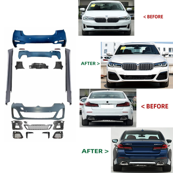 Car Craft Compatible With Bmw 5 Series Lci G30 G38 F90 2021-2023 Upgrade Facelift Convert To Mt M Tech M Sport Front Rear Bumper Bodykit Assembly Side Skirt Splitter Diffuser Lip Set G30-017