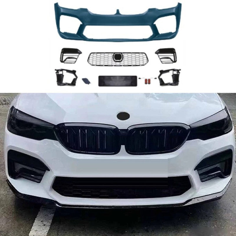 Car Craft Compatible With Bmw 5 Series G30 G38 F90 2018-2020 Upgrade Facelift Convert To 2021-2023 M5 M Sport Pre Lci To Lci Front Bumper Bodykit Assembly G30/38-023
