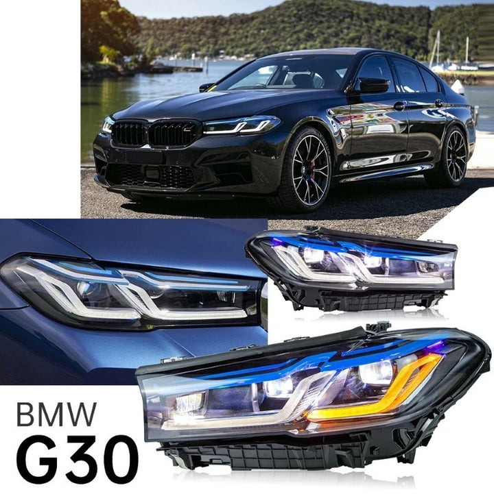 Car Craft Compatible With Bmw 5 Series G30 G38 2017-2021 Car Front Upgraded Head Light Lamp Xenon Headlight Retrofit Upgrade Modified Led Drl Hid Light Lci Laser Style - CAR CRAFT INDIA