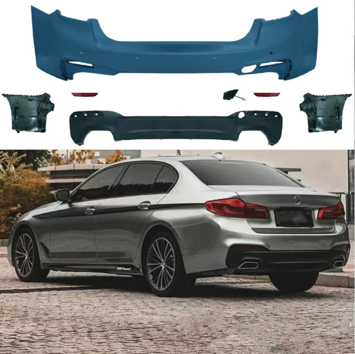 Car Craft Compatible With Bmw 5 Series G30 G38 F90 2018-2020 Upgrade Facelift Convert To M Sport Mt M Tech M Performance Rear Bumper Bodykit Assembly Splitter Diffuser
