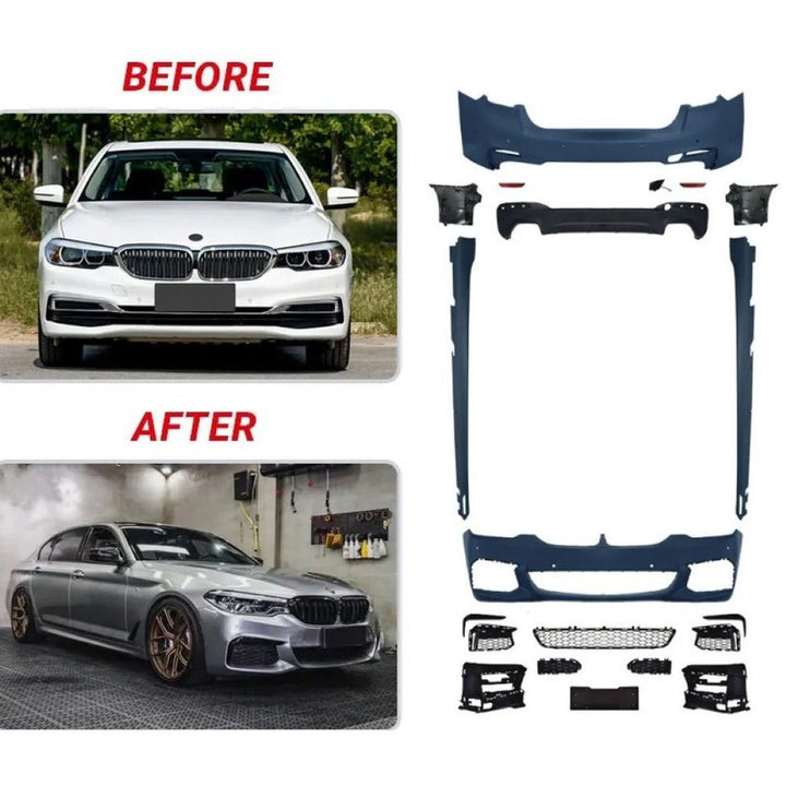 Car Craft Compatible With Bmw 5 Series G30 G38 F90 2018-2020 Upgrade Facelift Convert To M Sport Mt M Tech M Performance Front Rear Bumper Bodykit Assembly Side Skirt Splitter Diffuser