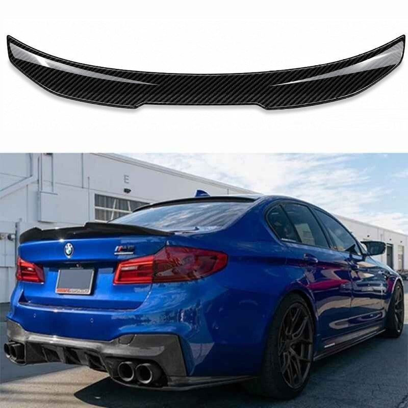 Car Craft Compatible With Bmw 5 Series G30 F90 M5 2017-2025 Rear Trunk Wing Boot Lip Spoiler Psm Style Carbon Fiber Look Bm-048