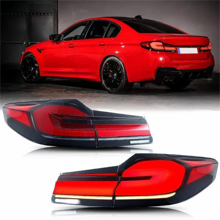 Car Craft Compatible With Bmw 5 Series G30 G38 2017-2024 Car Rear Upgraded Tail Light Lamp Xenon Taillight Retrofit Upgrade Modified Led Drl Hid Light Red - CAR CRAFT INDIA