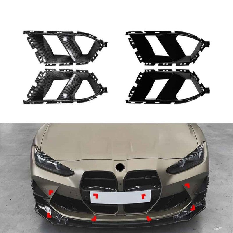 Car Craft Compatible With Bmw M3 G80 G81 M4 G82 G83 2021+ Front Bumper Lip Vent Splitter Skirts Trim Fog Vent Zst-1330 Cf Carbon Fiber Look - CAR CRAFT INDIA