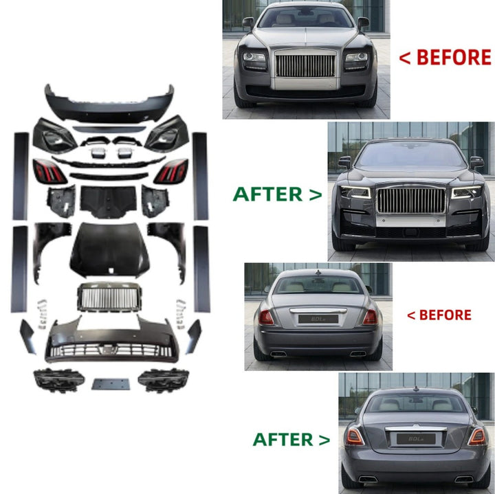 Car Craft Compatible With Rolls Royce Ghost 1 2010-2014 Upgrade Facelift Convert To Ghost 5 2025 Bodykit Front Rear Bumper Side Skirt Headlight Taillight Skirt Fender Hood Grill Trim Skirts - CAR CRAFT INDIA