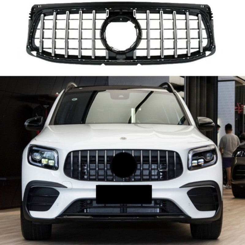 Car Craft Compatible With Mercedes Benz Glb W247 X247 2020-2024 Amg Bumper Front Show Grill Gtr Style Silver Gc X247-001