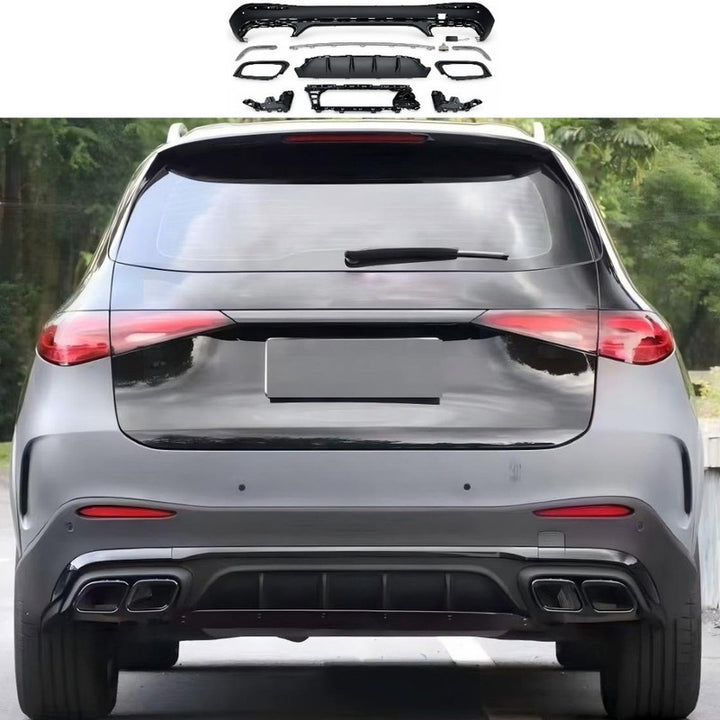 Car Craft Compatible With Mercedes Benz Glc W254 2023-2026 Upgrade Facelift Convert To Glc63 Amg Bodykit Rear Bumper Skirt Diffuser Rear After Lip Silver Gc W254-005