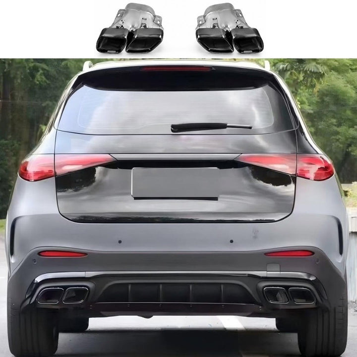 Car Craft Compatible With Mercedes Benz Glc W254 2023-2026 Upgrade Facelift Convert To Glc63 Amg Bodykit Rear Bumper Exhaust Pipe Tip Black Gc W254-008
