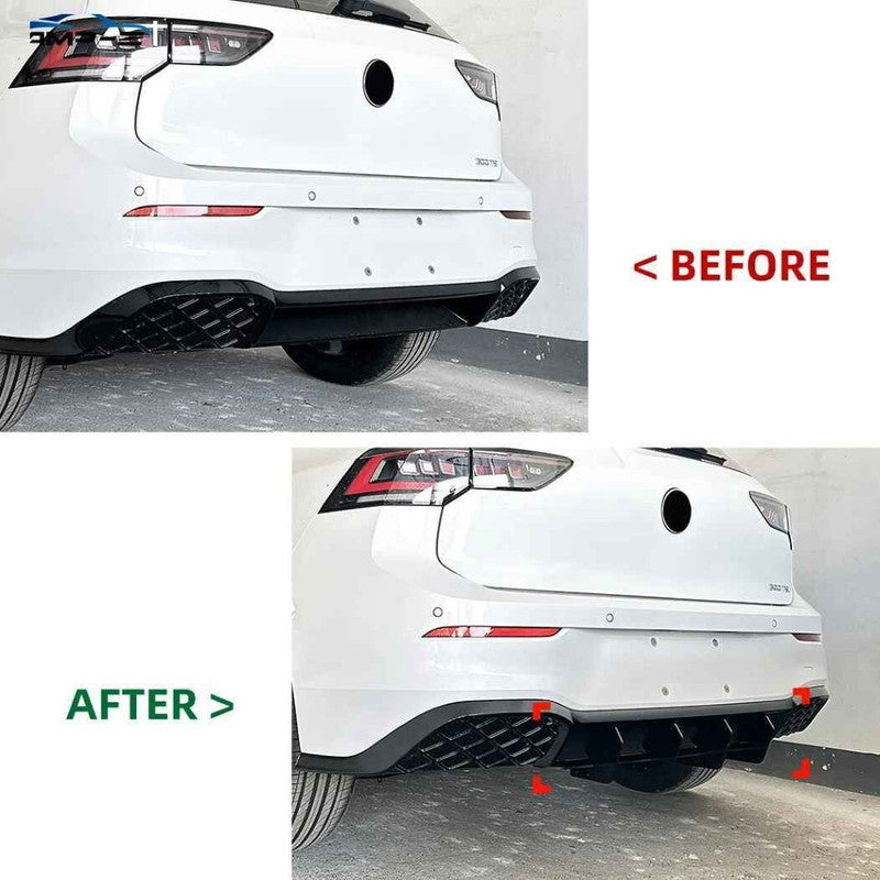 Car Craft Compatible With Volkswagen Vw Golf Mk8.5 Gti 2024+ Gti Rline Rear After Bumper Lip Splitter Skirts Diffuser Zst Carbon Fiber Look - CAR CRAFT INDIA