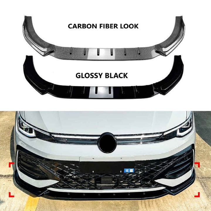 Car Craft Compatible With Volkswagen Vw Golf Mk8.5 Gti 2024+ Gti Rline Front Bumper Lip Splitter Skirts Zst-1189 Cf Carbon Fiber Look - CAR CRAFT INDIA