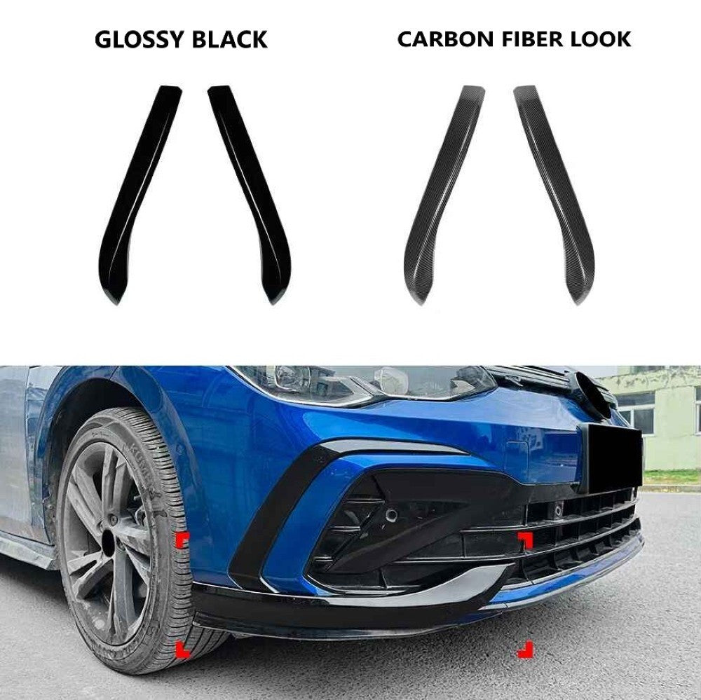 Car Craft Compatible With Volkswagen Vw Golf Mk 8 Gti 2020-2024 Gti Rline Front Bumper Lip Splitter Skirts Trim Wing Flag Zst-1101 Cf Carbon Fiber Look Usa - CAR CRAFT INDIA