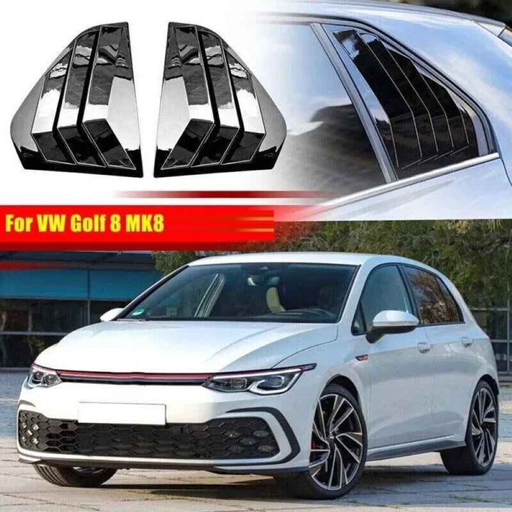 Car Craft Compatible With Vw Volkswagen Golf 8 Mk8 2020-2026 Car Rear Window Shutter Cover Louver Side Vent Trim Triangle Glossy Black