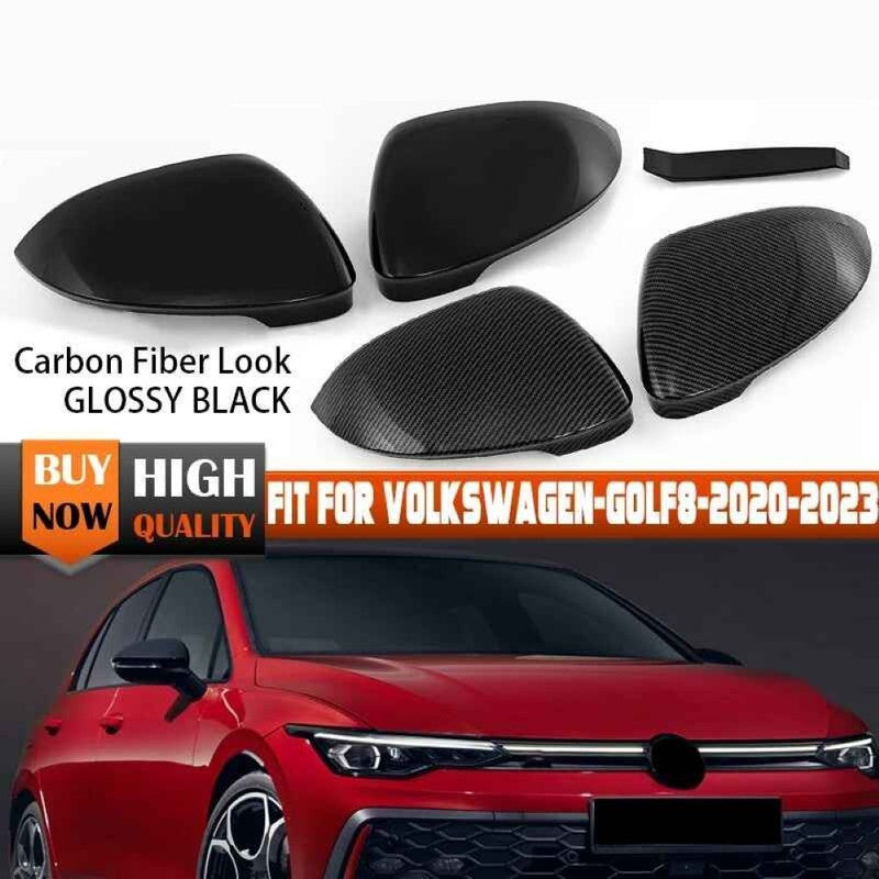 Car Craft Compatible With Volkswagen Vw Golf Gti 8 8.5 2018-2026 Rear View Case Wing Cap Shell Housing Mirror Covers Replacement Style Glossy Black Usa