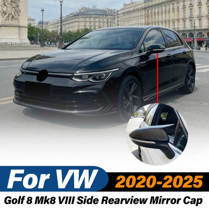 Car Craft Compatible With Vw Volkswagen Golf Gti 8 8.5 2020-2026 Side Rear View Case Wing Cap Shell Housing Mirror Covers 3m Tape Pasting Style Carbon Fiber Look