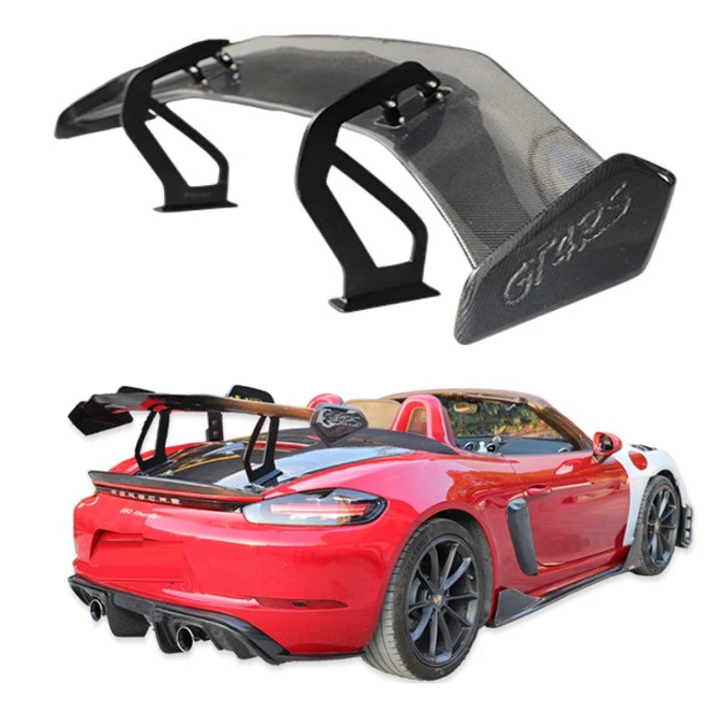 Car Craft Compatible With Porsche Boxter Cayman 718 989 997 998 981 911 Rear Trunk Wing Boot Tail Double Deck Wing Lip Gtr Spoiler Real Carbon Fiber - CAR CRAFT INDIA