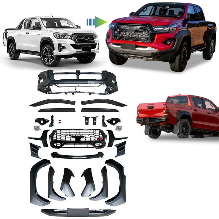 Car Craft Compatible With Toyota Hilux Revo 2016-2020 Upgrade Facelift Convert To Gx Gr Sport Bodykit Bumper Grill Trim Skirst Wheel Arch Cliding Moulding