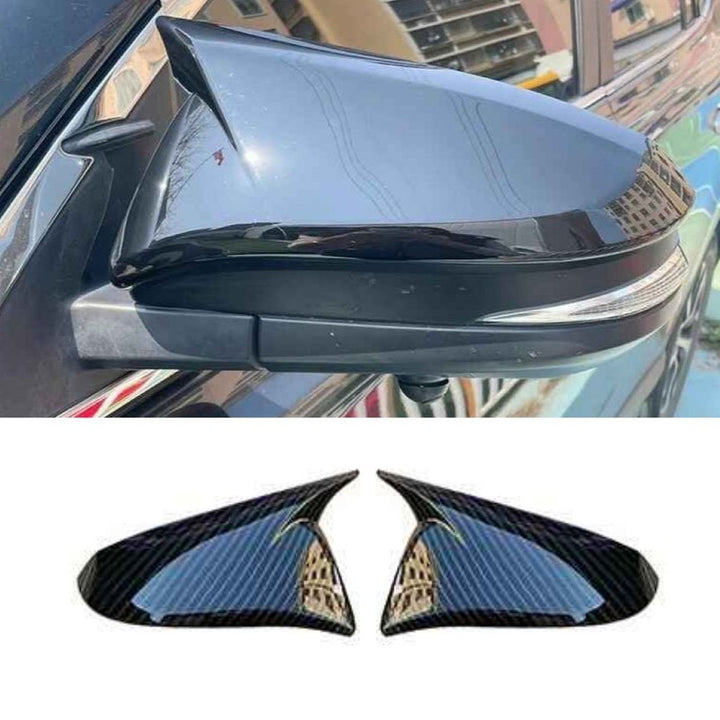 Car Craft Compatible With Toyota Innova Fortuner Hilux 2016-2023 Side Rear View Case Wing Cap Shell Housing Mirror Covers 3m Tape Pasting Style Carbon Fiber Look CC-11539