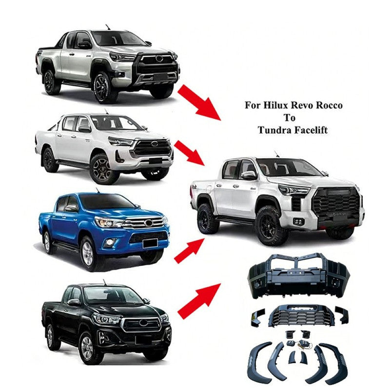 Car Craft Compatible With Toyota Hilux Revo 2016-2020 Upgrade Facelift Convert To Gx Gr Sport Tundra Bodykit Bumper Grill Trim Skirst Wheel Arch Cliding Moulding