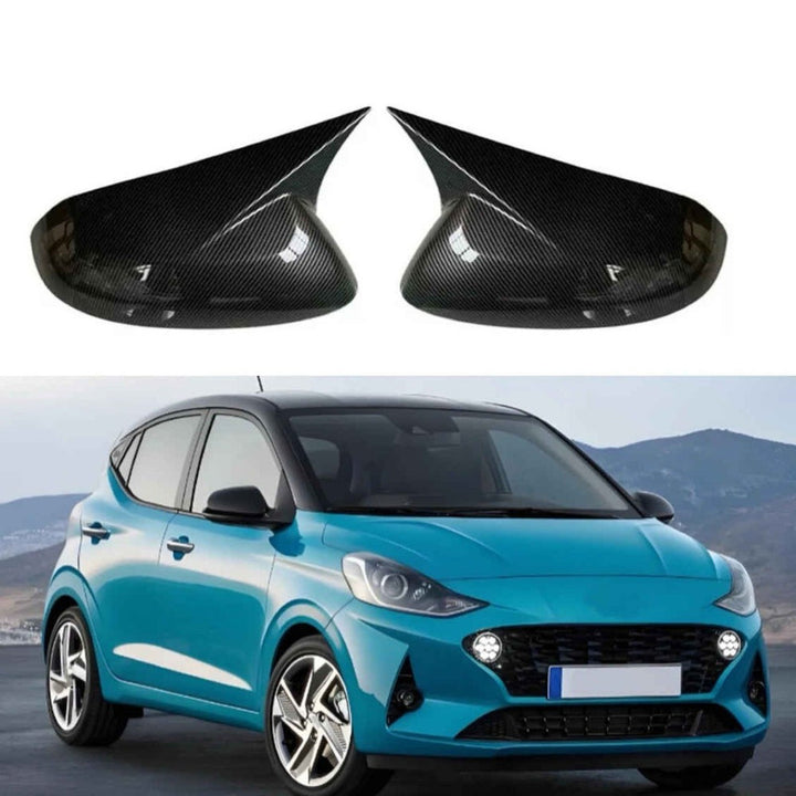 Car Craft Compatible With Hyundai I10 2015-2020 Side Rear View Case Wing Cap Shell Housing Mirror Covers 3m Tape Pasting Style Glossy Black CC-11556
