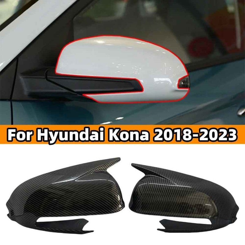 Car Craft Compatible With Hyundai Kona Kauai Hybrid 2018-2026 Side Rear View Case Wing Cap Shell Housing Mirror Covers 3m Tape Pasting Style Glossy Black CC-11516