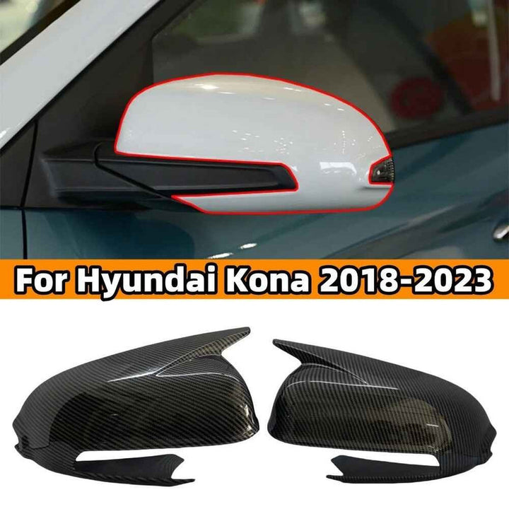 Car Craft Compatible With Hyundai Kona Kauai Hybrid 2018-2026 Side Rear View Case Wing Cap Shell Housing Mirror Covers 3m Tape Pasting Style Glossy Black CC-11516