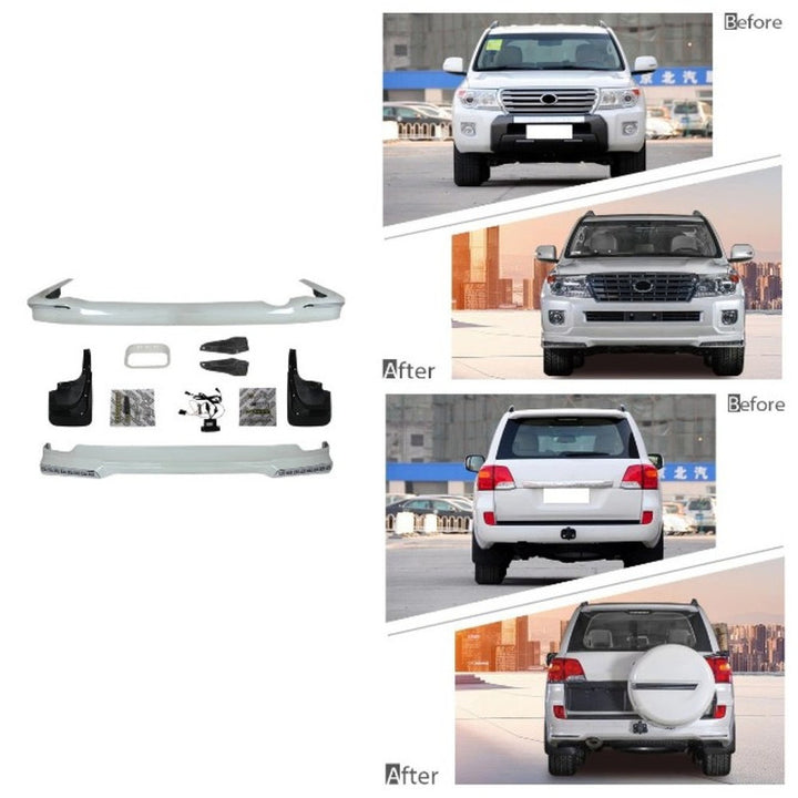 Car Craft Compatible With Toyota Land Cruiser Lc200 2008-2015 Upgrade Facelift Convert Bodykit Front Rear Bumper Lip Side Trim Grill Skirt Splitter Trim With Led Light F006