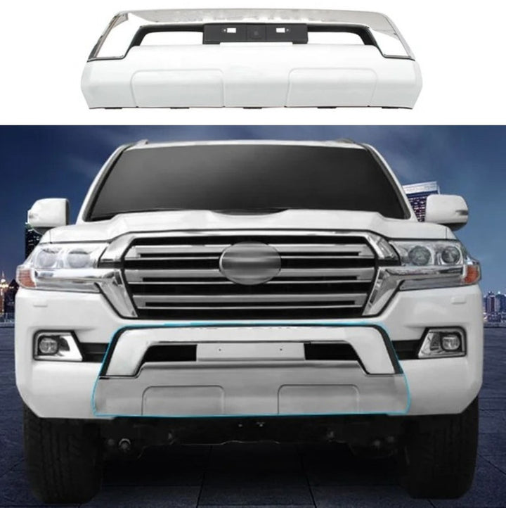 Car Craft Compatible With Toyota Land Cruiser Lc200 2008-2020 Front Bumper Guard Number License Plate Guard Pearl White F048
