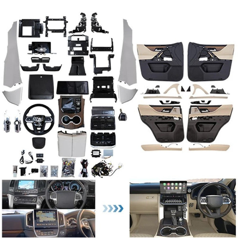 Car Craft Compatible With Toyota Land Cruiser Lc200 2008-2020 Upgrade Facelift Convert To Lc300 2021+ Interior Bodykit Kit Steering Dashboard Door Panel Steering Console Center Armrest Box Rhd Beige F305