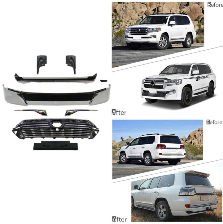 Car Craft Compatible With Toyota Land Cruiser Lc200 2016-2020 Upgrade Facelift Convert To 2021 Style Bodykit Front Rear Bumper Lip Side Trim Grill Skirt Splitter Trim F125