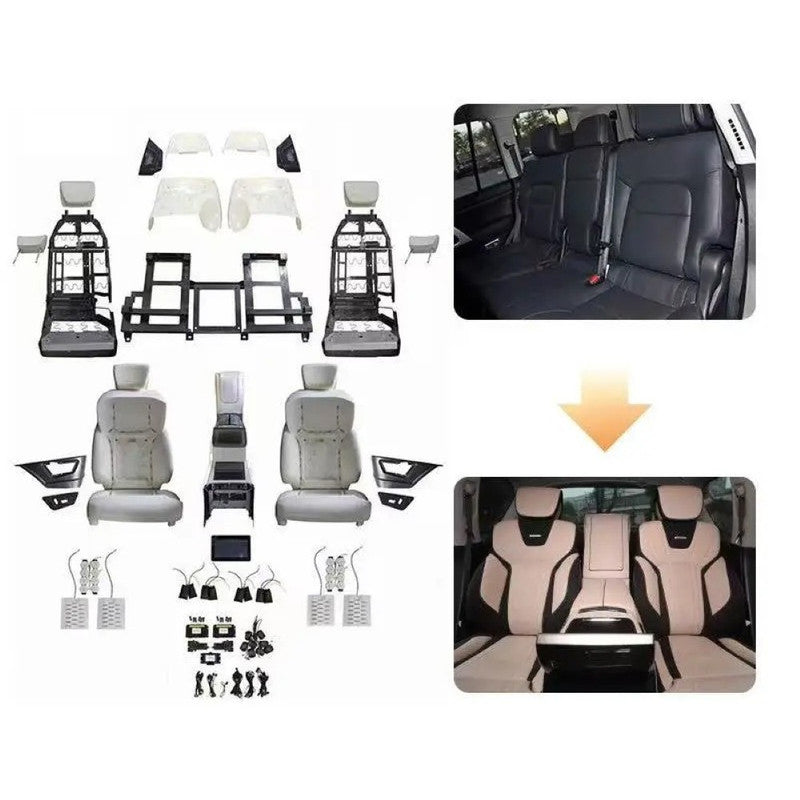 Car Craft Compatible With Toyota Land Cruiser Lc200 Lexux Lx500 Lx470 2008-2020 Upgrade Facelift Convert Rear Recliner With Armrest Seat Standard Four Seat Leather Electric Adjustable Waterproof Car Seats Luxury Vehicle Interior Upgrade F-105a