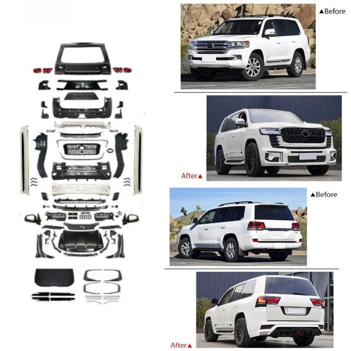 Car Craft Compatible With Toyota Land Cruiser Lc200 2008-2020 Upgrade Facelift Convert To Lc300 2022 Wald Style Bodytkit Front Rear Bumper Hood Fender Trunk Headlight Taillight Mirror Side Step Trim Grill Skirt Splitter Cut Version 1:1 F176b