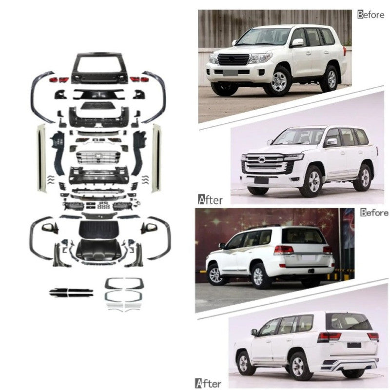 Car Craft Compatible With Toyota Land Cruiser Lc200 2008-2020 Upgrade Facelift Convert To Lc300 2022 Bodytkit Front Rear Bumper Hood Fender Trunk Headlight Taillight Mirror Side Step Trim Grill Skirt Splitter Cut Version 1:1 F156-cut