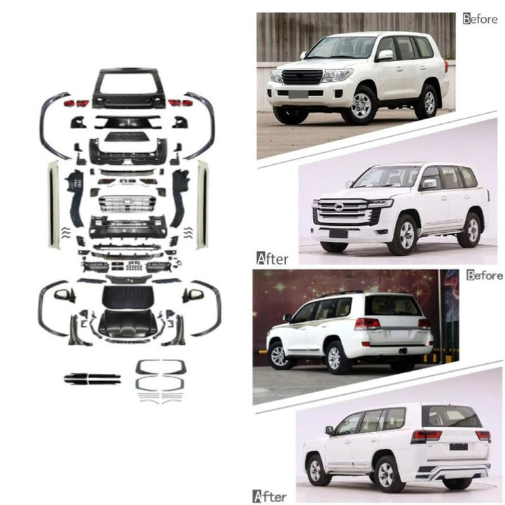 Car Craft Compatible With Toyota Land Cruiser Lc200 2008-2020 Upgrade Facelift Convert To Lc300 2022 Bodytkit Front Rear Bumper Hood Fender Trunk Headlight Taillight Mirror Side Step Trim Grill Skirt Splitter Cut Version 1:1 F156-cut