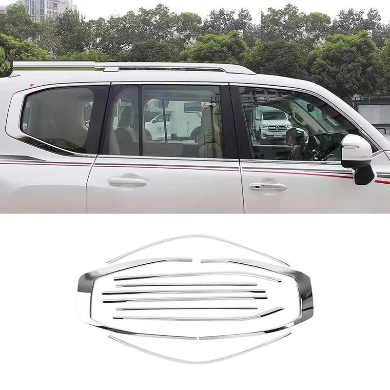 Car Craft Compatible With Toyota Land Cruiser Lc300 Lc 300 2022-2026 Outer Outside Window Door Piller Silver Chorme Decorations Strip Trim 22lc014f - CAR CRAFT INDIA